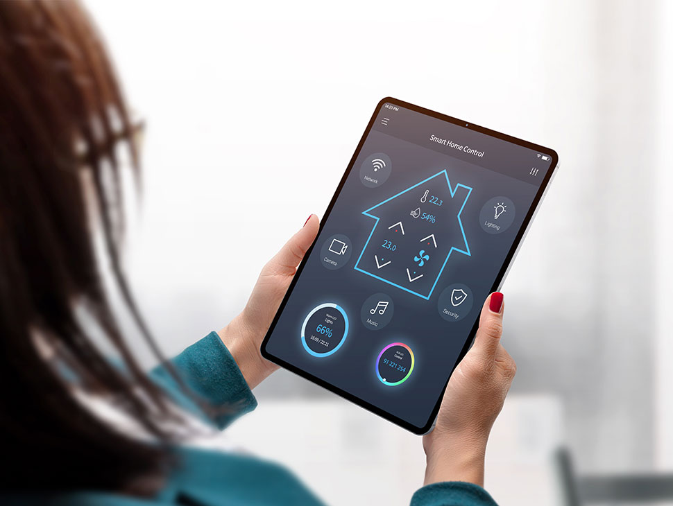 Sistema de controle de casa inteligente em tablet