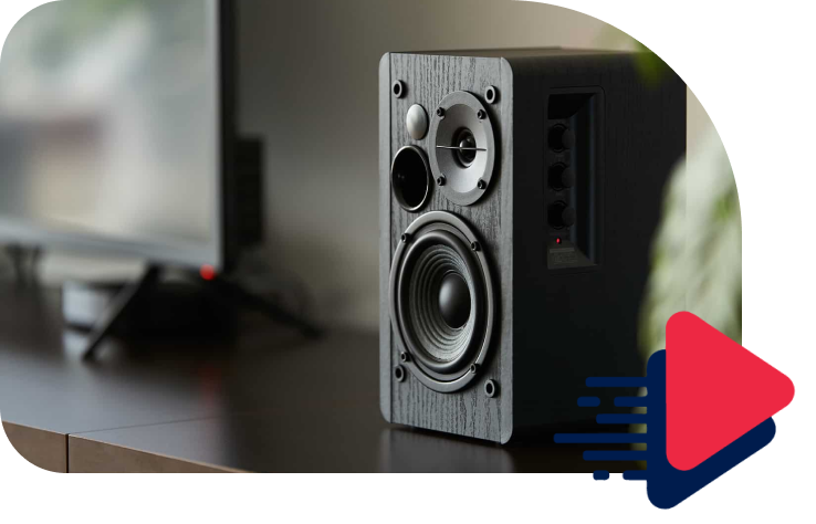 Caixa de som representando sonorização de ambiente interno